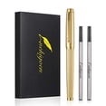 thumbnail image 1 of nekigoen Rollerball Pen for Men Women Luxury Metal Executive Pens Home Office Use with 2 Extra Refills Black Ink 0.7mm G2(gold), 1 of 3