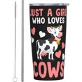 thumbnail image 1 of neluu Just A Girl Who Loves Cow 20oz Travel Tumbler With Lid And Straw, Stainless Steel Tumblers Insulated Coffee Cup Mug Gift For Men Women, 1 of 6