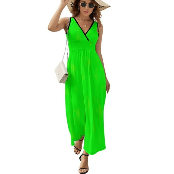 neon lime green Sleeveless Dress Female dress Clothing female women formal occasion dresses Bride dresses