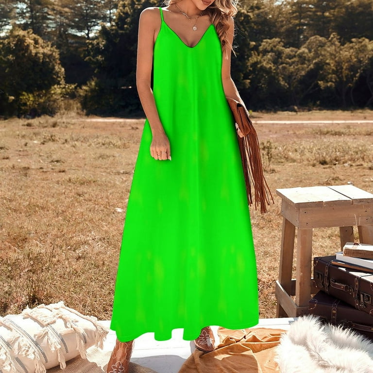 neon lime green Sleeveless Dress birthday dress Casual dresses