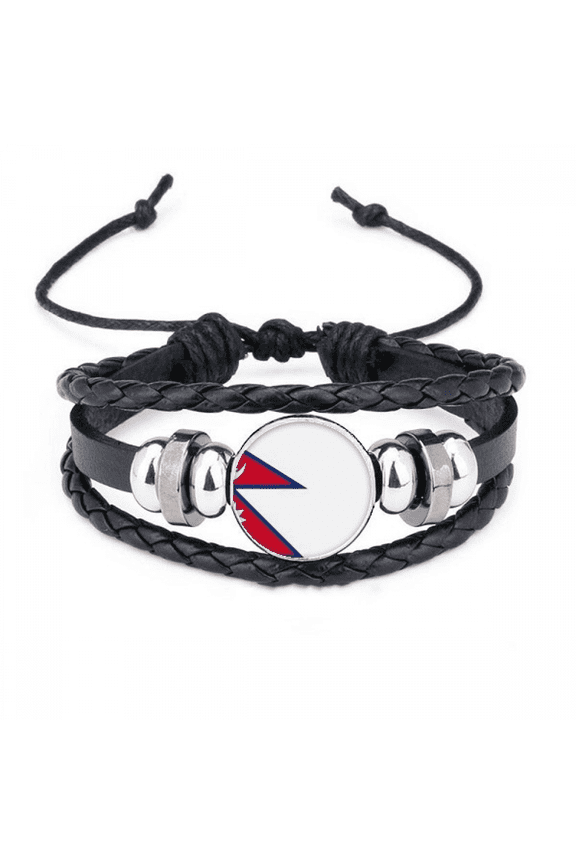 nepal national flag asia country bracelet braided leather woven wristband
