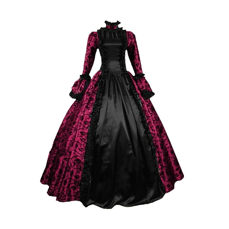 red victorian dresses Dress Costume Women's Baroque Masquerade Ball Gowns half Sleeves Square Neckline Victorian Era Clothing Retro Costumes Burgundy quality lace lined with soft cotton Dry clean 40 inches (102 cm) long from waist to hem regardless of size Brand New Red Lace Printed