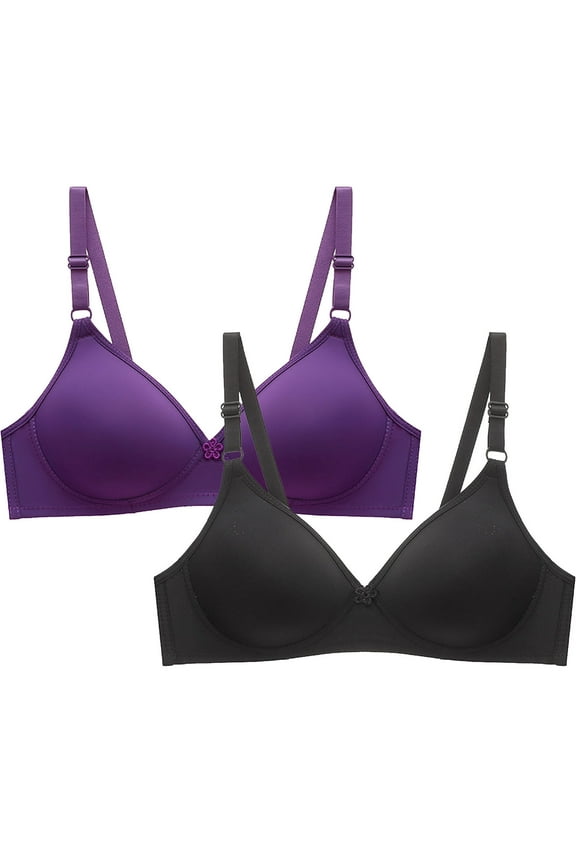 2 Pack Bralettes for Women,Womens Bra Small Cup,Women's Seamless Wire Free Push-up Bra,Bras for Women Wireless Bras No Underwire Comfort Bralettes,Purple,XXL