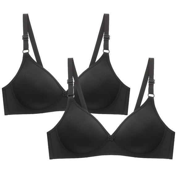 nerohusy 2 Pack Bras for Women,Womens Bra Small Cup,Women's Seamless Wire Free Push-up Bra,Bras for Women Wireless Bras No Underwire Comfort Bralettes,Black,L