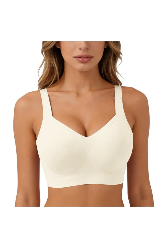 2 Pack Womens Plus Size No Underwire Jelly Bras V Neck Seamless Full Bust Support Bra,Multicolor,XXXXL