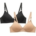 thumbnail image 1 of nerohusy 2PC Bras for Women Seamless Wire Free Underwear Smooth Cups Full Coverage Lightly Lined Padding Comfort T-Shirt Bra 2024,Black,L, 1 of 5
