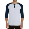 thumbnail image 1 of nerohusy 3/4 Sleeve Baseball Shirt Men Casual Stylish Raglan Sleeve Jersey Henley Tops Slim 3 Button V Neck Color Block Athletic T Shirts Navy,XL, 1 of 8