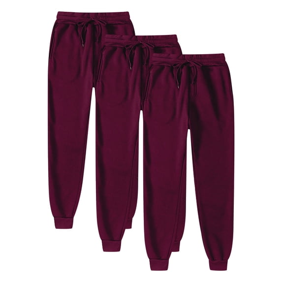 nerohusy 3 Pack Wine Colored Sweatpants Women,Plus Size Sweatpants for Women with Pockets Elastic Waist Drawstring Joggers Pants Sweatpant Lounge Pant 2024 Wine,XXXL