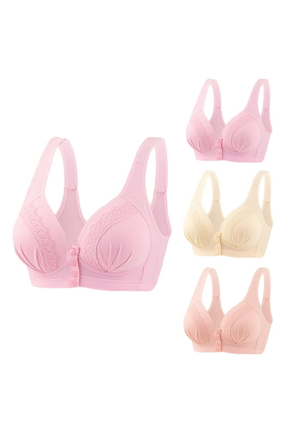3 Pack Women's Front Closure Daily Bras for Women no Underwire Posture Bra Comfort Lightly Lined Bralettes Full Support Everyday Cozy Bras