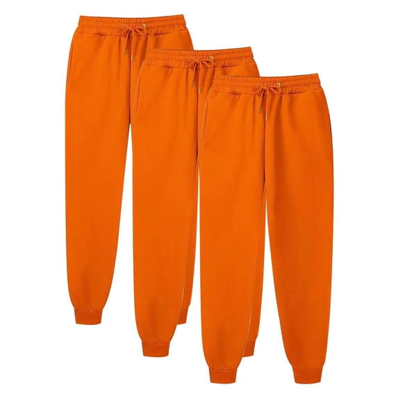 nerohusy 3 Pack Womens Orange Sweatpants,Plus Size Sweatpants for Women with Pockets Elastic Waist Drawstring Joggers Pants Sweatpant Lounge Pant 2024 Orange,L