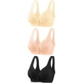 thumbnail image 1 of nerohusy 3Pc Front Snaps Full Coverage Bras for Women Comfortable Easy Close Sports Bras Breathable Everyday Bras Underwear,Black,XL, 1 of 3