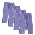 thumbnail image 1 of nerohusy 4 Pack Girls Capri Leggings Modal Elastic Waisted Knee Length Cropped Pants Casual Solid Comfortable Pants Purple,3 Years, 1 of 9