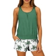 thumbnail image 1 of nerohusy Army Green Tankini with Shorts for Women Bohemian Printed Built in Bra Tank Tops Beach Lightweight Two Piece Bathing Suits,S, 1 of 7