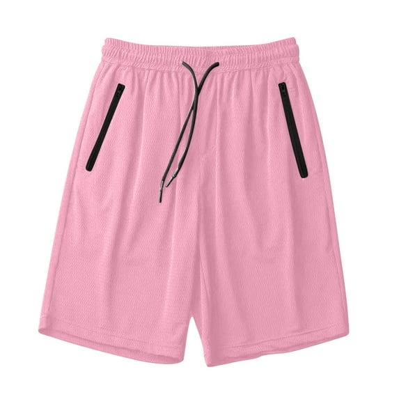 nerohusy Athletic Basketball Mens Shorts with Zipper Pockets Mesh Lightweight Quick Dry Gym Workout Running Shorts for Men 2025 Pink,L