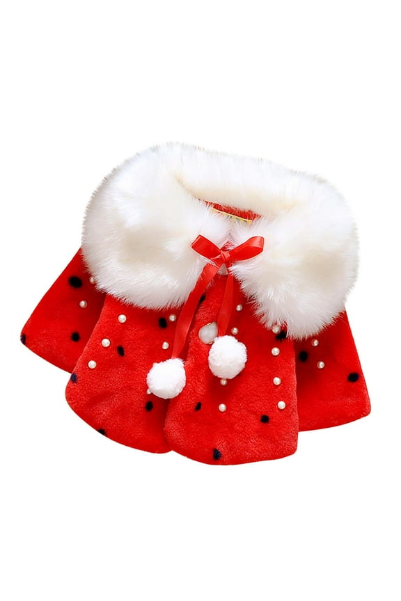 Baby Girl Winter Warm Cape Toddler Coat Cloak Jacket Faux Fur Outerwear Clothes 12-36 Months Red,24-30 Mouths