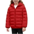 thumbnail image 1 of nerohusy Baby Kids Girls Boys Winter Quilted Puffer Jacket Lightweight Packable Hooded Warm Padded Coat Outwear Red,5-6 Years, 1 of 9