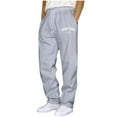 thumbnail image 1 of nerohusy Baggy Sweatpants for Men Straight Leg Open Bottom Sweat Pants Elastic Waist Summer Casual New York Athletic Pants with Pockets Gray,M, 1 of 6
