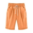 thumbnail image 1 of nerohusy Bermuda Shorts for Women Plus Size Knee Length High Waisted Shorts Baggy Drawstring Pockets Casual Summer Linen Shorts 2025 Orange,S, 1 of 6