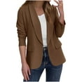 thumbnail image 1 of nerohusy Blazer Style Cardigans for Women Long Sleeve Open Front Cardigans Notch Lapel Casual Work Office Suit Jackets with Fake Pocket Brown,L, 1 of 8