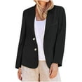 thumbnail image 1 of nerohusy Blazer Women Linen Cotton Long Sleeve Suit Jackets Office Work Business Blazers with Pockets Lightweight Casual Jacket 2025 Black,XXL, 1 of 3
