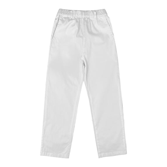 nerohusy Boys Chino School Uniform Pants Girls Elastic Waistband Twill Pants Casual Straight Leg Pull On Pant with Pockets White,12 Years
