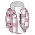 thumbnail image 1 of nerohusy Boys Fall Jacket Plaid Flannel Hooded Shirt Kids Stylish Button Down Lightweight Long Sleeve Shackets Shirts Jacket with Pockets Pink,8 Years, 1 of 9
