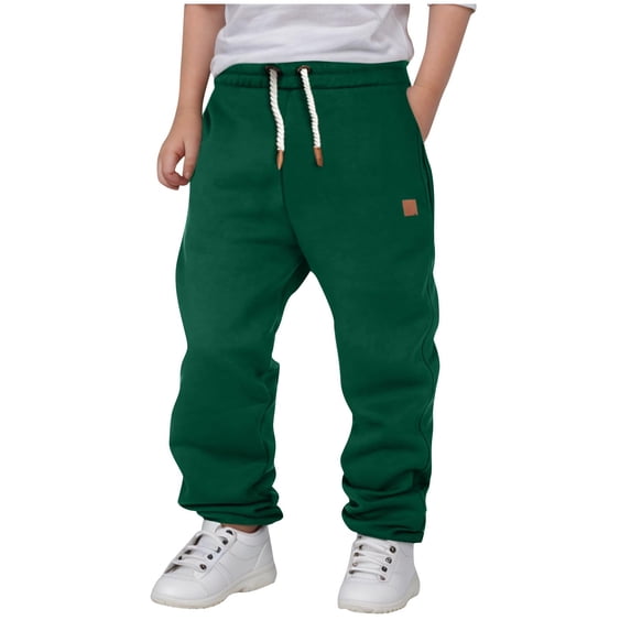 nerohusy Boys Jogger Sweatpants Elastic Waisted Athletic Drawstring Pants Casual Comfortable Sports Running Pant with Pockets Green,2-3 Years