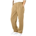thumbnail image 1 of nerohusy Boys Sweatpants Fall Winter Elastic Waisted Athletic Pants Casual Warm Straight Leg Drawstring Pants with Pockets Khaki,10-11Years, 1 of 7