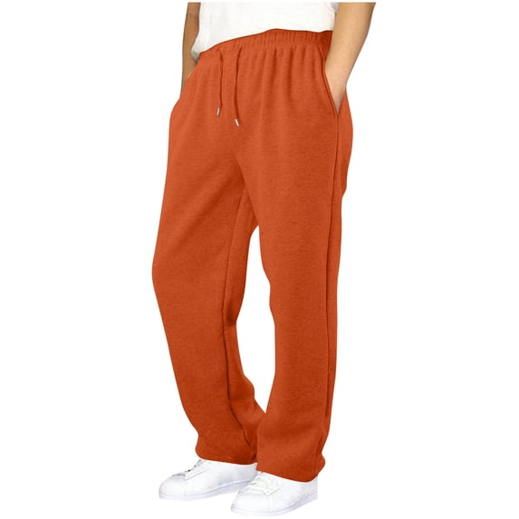 nerohusy Boys Sweatpants Fall Winter Elastic Waisted Athletic Pants Casual Warm Straight Leg Drawstring Pants with Pockets Orange,4-5Years