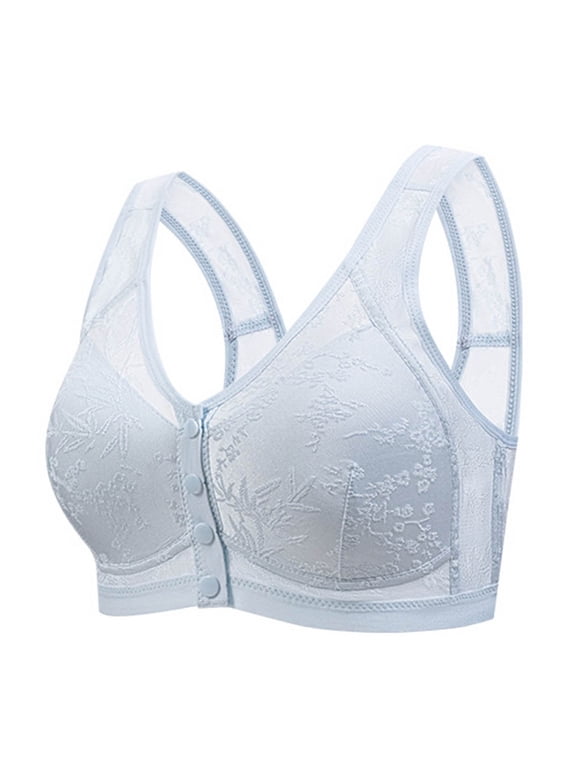 Breathable Wireless Bras for Women Front Closure Jacquard Push Up Soft Comfort Bra,Pink,XXL