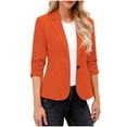thumbnail image 1 of nerohusy Business Blazers for Women Casual Fall Open Front 3/4 Sleeve Work Office Suit Dressy Lightweight Y2K Jackets Outfits Orange,L, 1 of 9