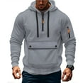 thumbnail image 1 of nerohusy Cargo Hoodie Men Oversized Quarter Zip Pullover Tactical Hoodies Outdoor Drawstring Sweatshirts with Big Pockets Gray,M, 1 of 8