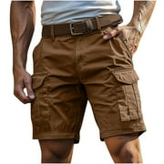 nerohusy Cargo Shorts for Men 5 Inch Relaxed Fit Button-Fly Quick Dry Stretch Lightweight Tactical Wear Hiking with Multi Pockets Brown,S