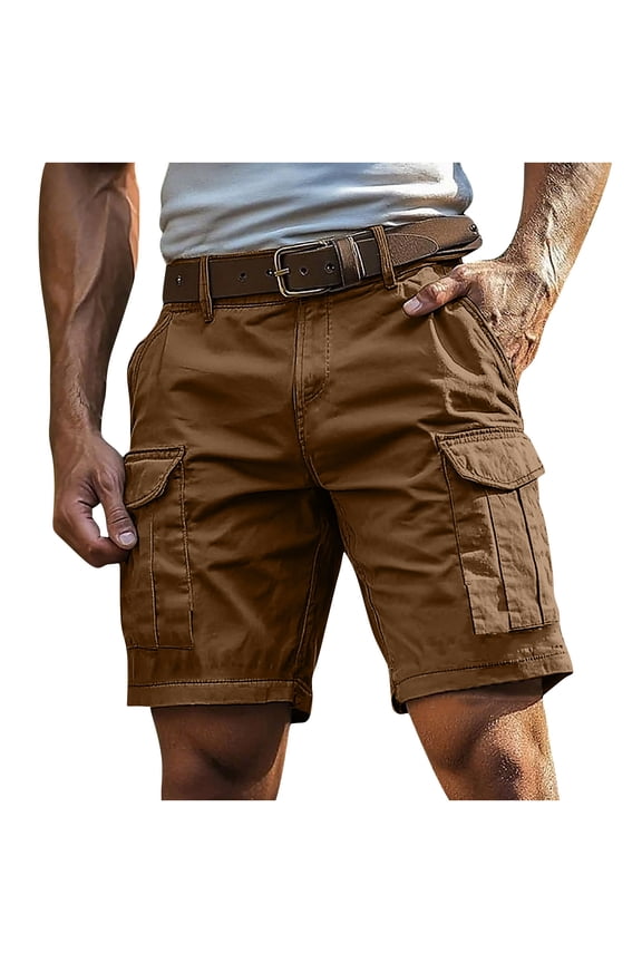 Cargo Shorts for Men 5 Inch Relaxed Fit Button-Fly Quick Dry Stretch Lightweight Tactical Wear Hiking with Multi Pockets Brown,XL