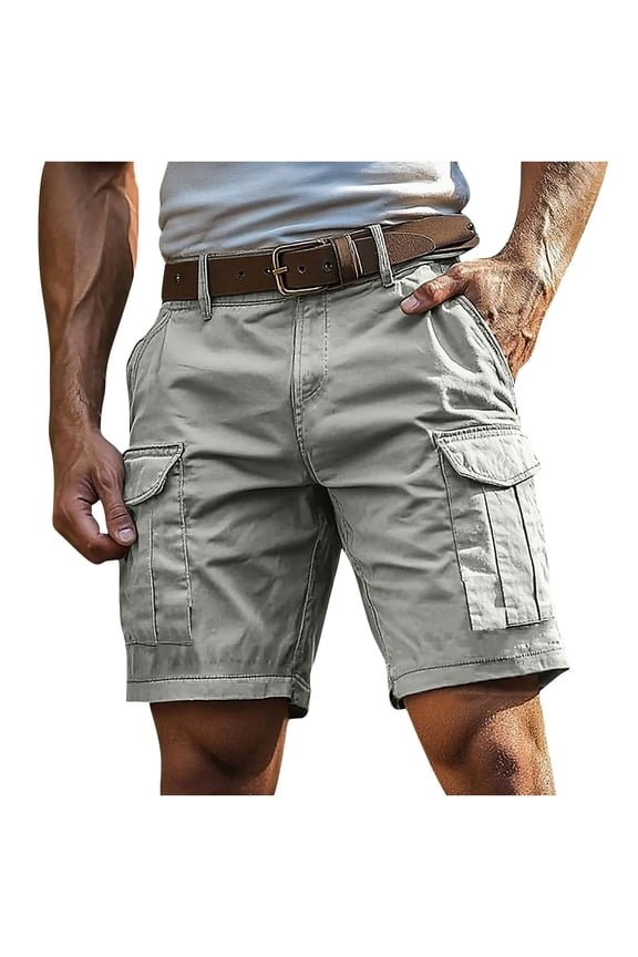 Cargo Shorts for Men 5 Inch Relaxed Fit Button-Fly Quick Dry Stretch Lightweight Tactical Wear Hiking with Multi Pockets Gray,M
