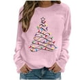 thumbnail image 1 of nerohusy Christmas Shirts for Women Long Sleeve Casual Xmas Tree Graphci Cute Party Holiday Tees Fashion Fall Pullover Tops 2025 Pink,M, 1 of 5
