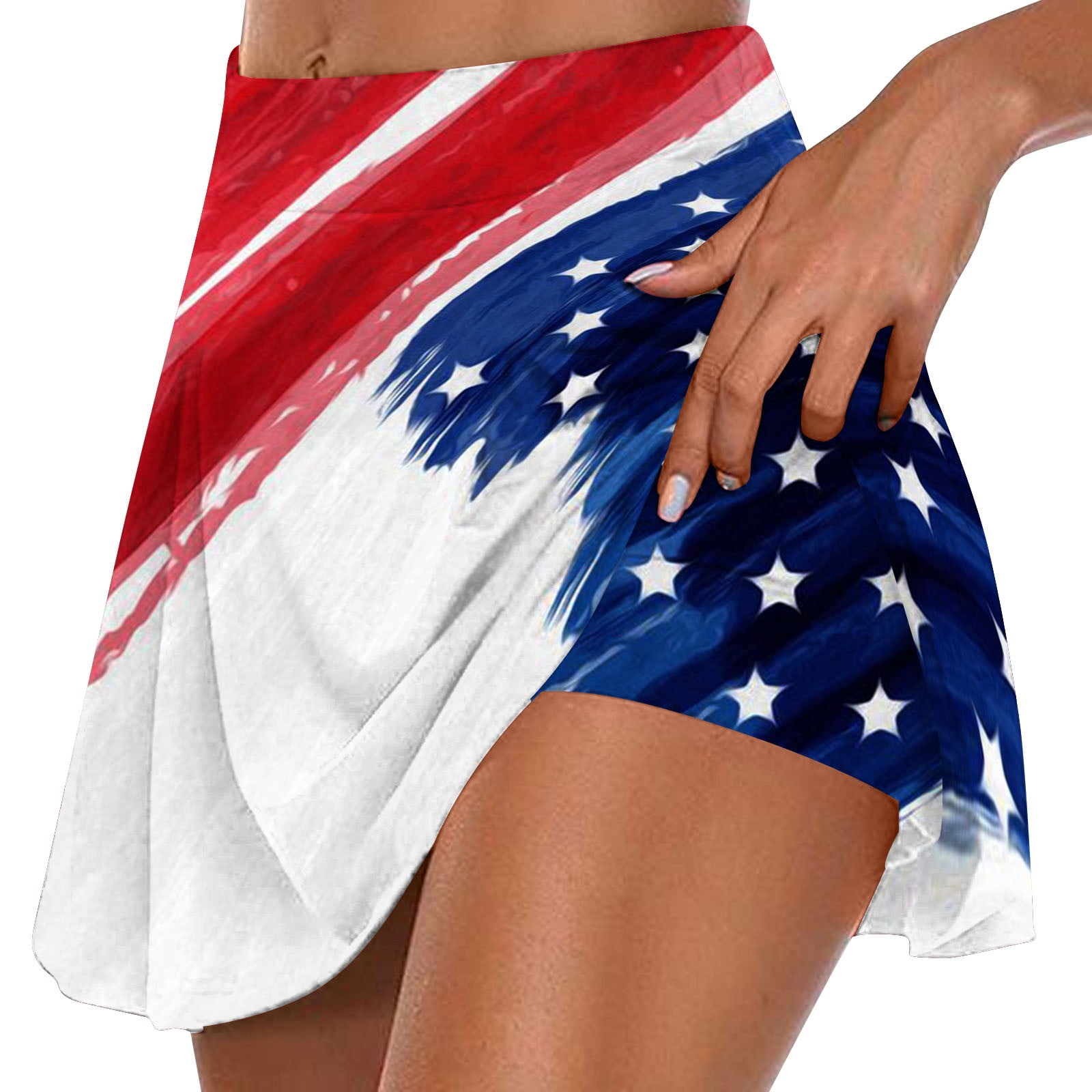 Jupe Patriotique Femme - Motif Rayé Multicolore - Taille S - Coton Extensible - NEUF