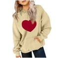 thumbnail image 1 of nerohusy Cute Hoodies for Teen Girls Cheap Cute Hoodies for Teen Girls Heart Printed Hooded Sweatshirts Oversized Long Sleeve Hoodie with Pockets 2025 Beige,13 Years, 1 of 4