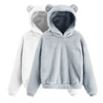thumbnail image 1 of nerohusy Fall Winter Spring Womens Fluffy Bear Ear Hoodies,Lovely Plush Casual Sweatshirts,Fuzzy Warm Sweater,Plush Fuzzy Pullover 2025 Dark Gray,L, 1 of 3