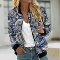 thumbnail image 1 of nerohusy Flower Bomber Jacket Women Jackets for Women 2024 Full Zip Bomber Jacket Lightweight Fall Winter Coats Long Sleeve Oversized Windbreaker Deals and Clearance Blue,L, 1 of 5