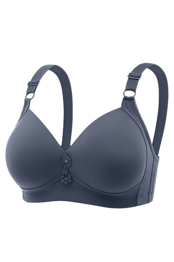 Front Close Bras for Women,Front Button Bra Front Closure Everyday Sports Bras Comfort Seamless Wireless Bras Full Coverage Bras for Women & Girls,Navy,85