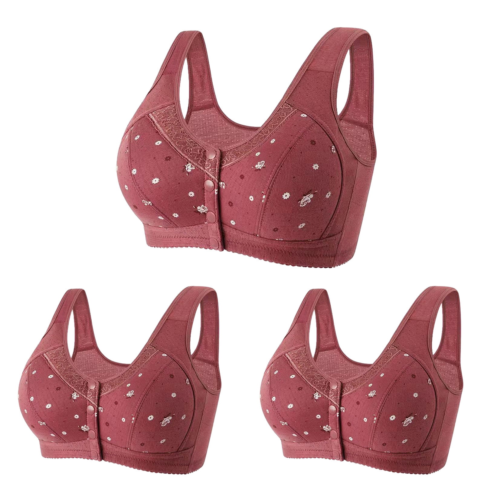 nerohusy Front Closure Bras for Seniors, Glamorette Bras Front Snaps  Seniors, Glamorette Snap Front Bra Older Women Comfy Daisy Bra Bra for  Deals of the Day Clearance,Purple,44 
