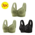 thumbnail image 1 of nerohusy Front Closure Bras for Women Seniors,Plus Size Womens Comfortable Daisy Bra,3-Pack Women's Daisy Bra Push Up Wireless Everyday Bras 2024 Green,S, 1 of 5
