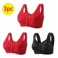 thumbnail image 1 of nerohusy Front Closure Bras for Women Seniors,Plus Size Womens Comfortable Daisy Bra,3-Pack Women's Daisy Bra Push Up Wireless Everyday Bras 2024 Green,XL, 1 of 5