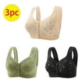 thumbnail image 1 of nerohusy Front Closure Bras for Women Seniors,Plus Size Womens Comfortable Daisy Bra,3-Pack Women's Daisy Bra Push Up Wireless Everyday Bras 2024 Khaki,XXXXL, 1 of 6