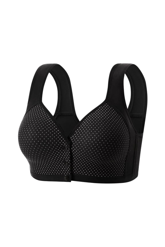 Front Closure Push Up Bra Wireless Breathable Mesh Soft Support Bras,Green,XXL