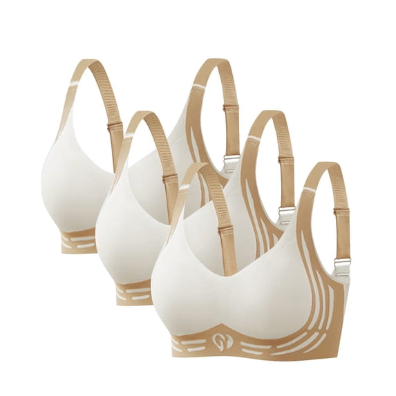 nerohusy Full Coverage Bralettes for Women 3 Pcs Bras Wireless Seamless Sports Bras High Support Push Up Sports Bra
