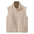 thumbnail image 1 of nerohusy Girls Boys Full Zip Polar Fleece Vest Sleeveless Stand Collar Outwear Warm Jacket with Pockets Todder Kid 4-18 Years Beige,7 Years, 1 of 8