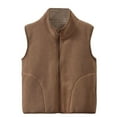 thumbnail image 1 of nerohusy Girls Boys Full Zip Polar Fleece Vest Sleeveless Stand Collar Outwear Warm Jacket with Pockets Todder Kid 4-18 Years Coffee,7 Years, 1 of 4