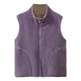 thumbnail image 1 of nerohusy Girls Boys Full Zip Polar Fleece Vest Sleeveless Stand Collar Outwear Warm Jacket with Pockets Todder Kid 4-18 Years Purple,12 Years, 1 of 4